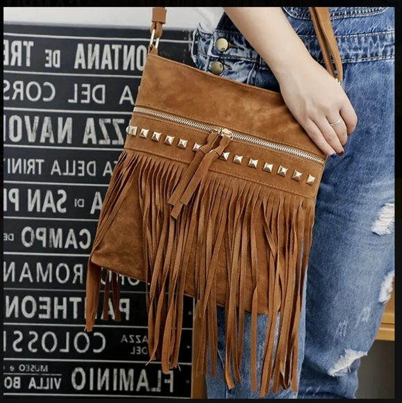 Vintage Suede Square Crossbody Bag - Picture 1 of 6